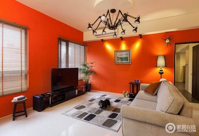 欢快温暖装点幸福 橙色背景墙个性之家

