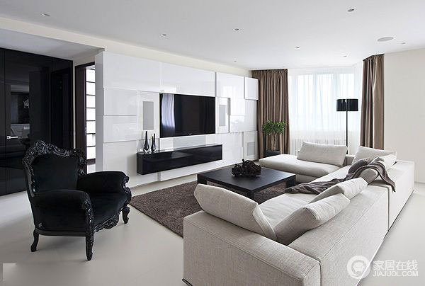 200平大气公寓设计 白色调+理石的质感