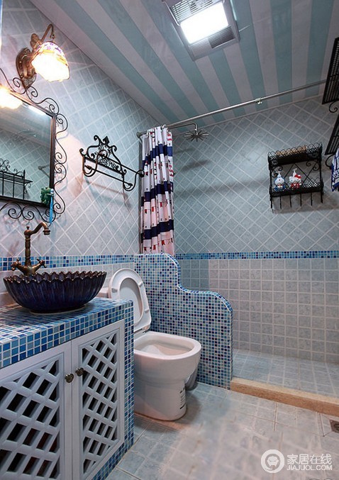 蔚蓝色调的清爽家居 地中海风格小公寓