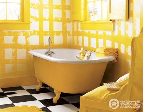 黄色调墙砖搭配推荐 清新卫浴设计