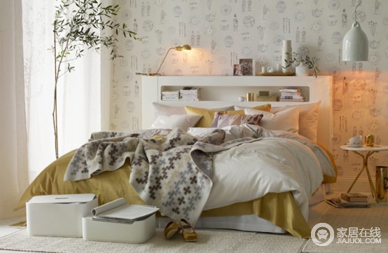 最新卧室装修效果图欣赏 金与白完美搭配
