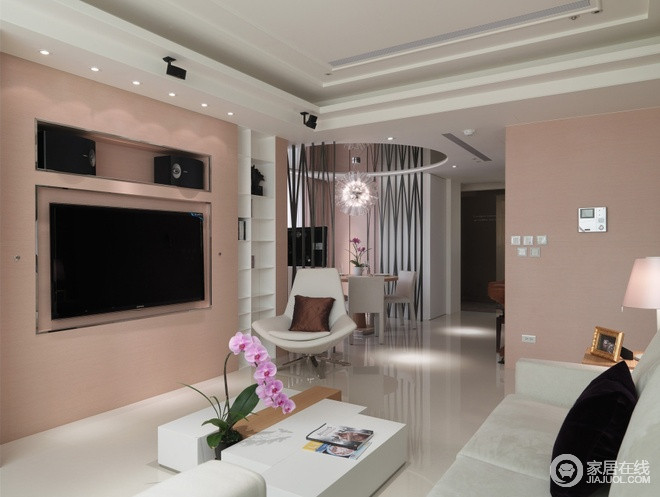 唯美简约三居室设计 淡粉色的雅致柔美