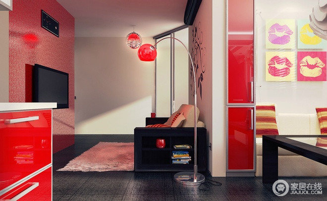 时尚家庭办公公寓 热情洋溢的红色家居