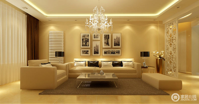 160平简约风格装修 华丽温暖的居家空间