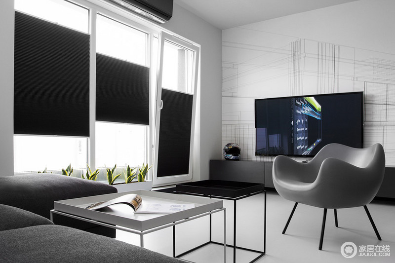 黑白主题空间 专为单身男士打造的公寓