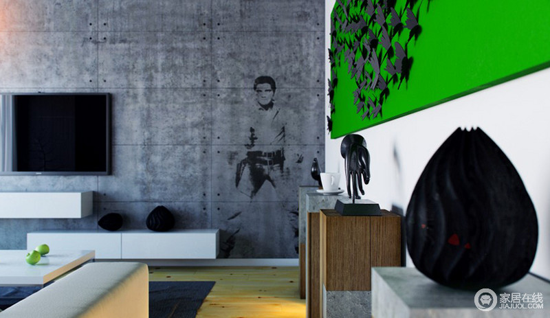 舒适兼具设计感的公寓 灰色调中的清新绿