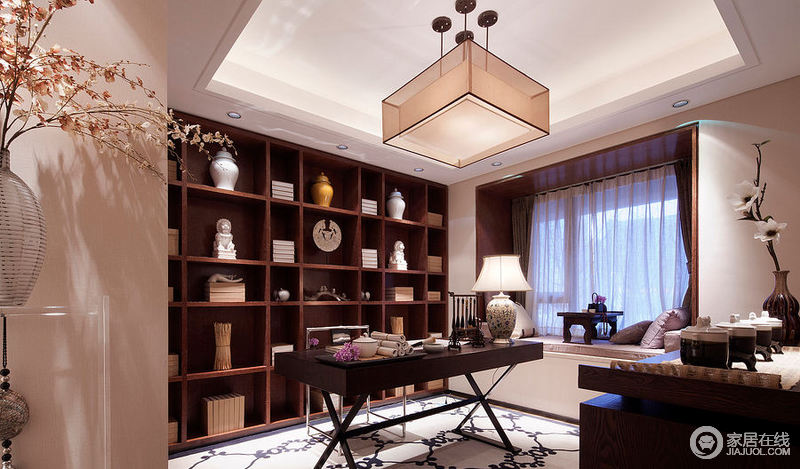 中式现代室内书房设计效果图欣赏