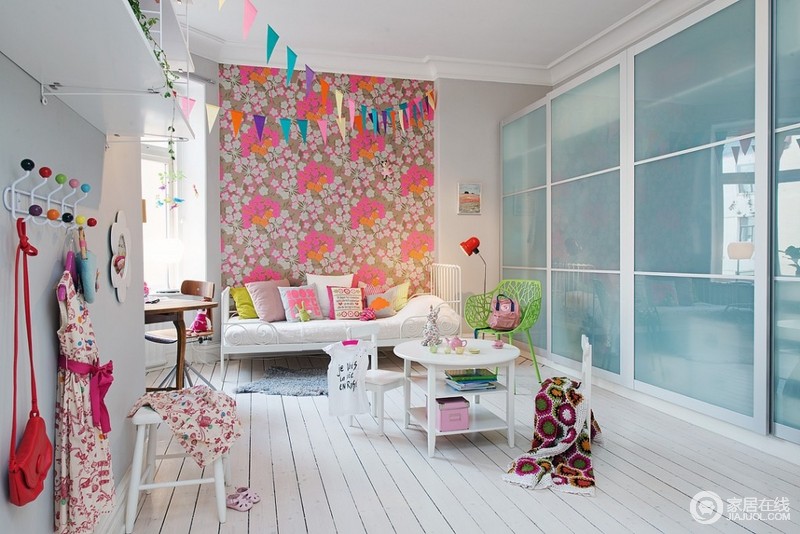 北欧可爱粉色儿童房设计