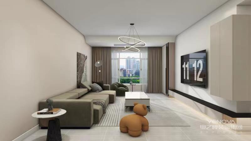 客厅采用简约的造型，舒适的配色，让居室充满温馨