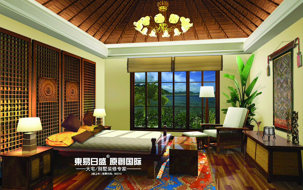 桂林九里香提别墅320㎡东南亚风格：主卧室装修设计效果图
