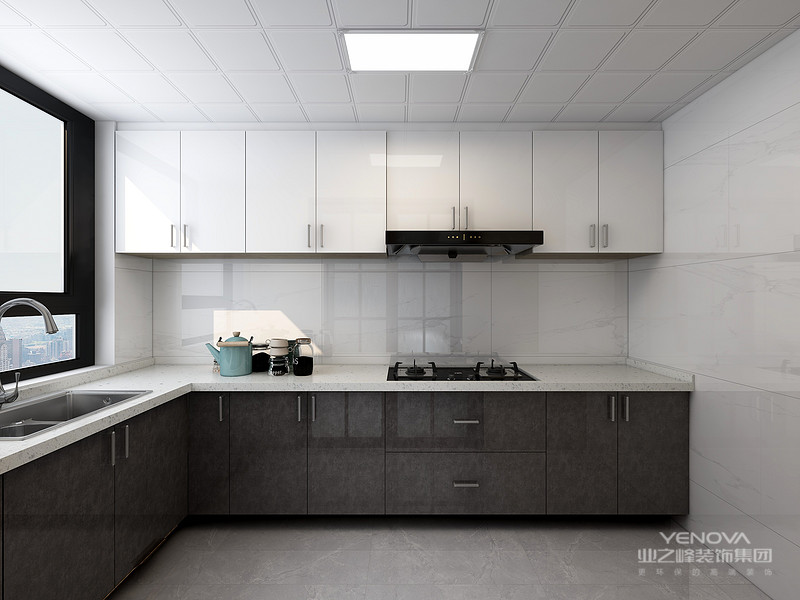 厨房是家居环境中操作密度最高的空间，本案中厨具、炊具安排科学合理