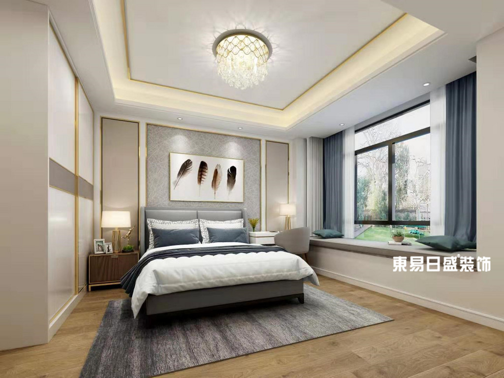 桂林市自建别墅500㎡现代简约风格：主卧室装修设计效果图