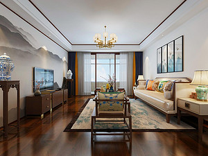 圣兰菲诺-三居室装修160平米_新中式风格装修效果图案例赏析