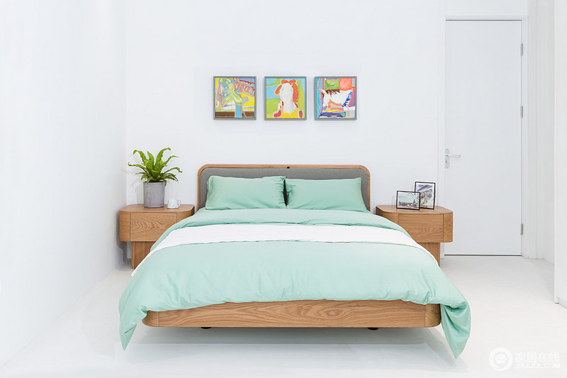 清晰简单线条的卧室，简单而充满艺术设计感。