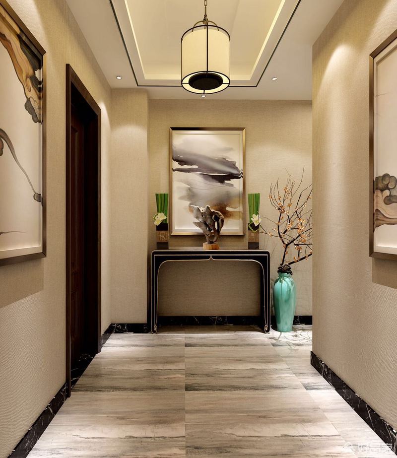 门厅作为入户后的第一感官区域,在视觉效果及美观上设计师都做了精心