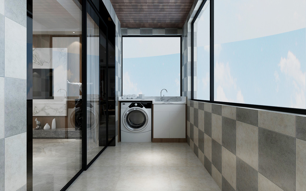 阳台洗衣房设计效果图图片