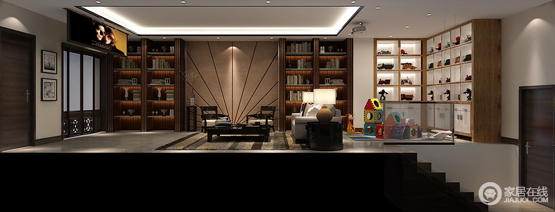 书房，现代感强，视觉冲击大，色彩有呼应整个室内的设计。