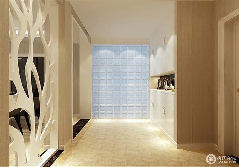 磨砂玻璃增加了空间光线美感，让简单干练的空间更显简约。