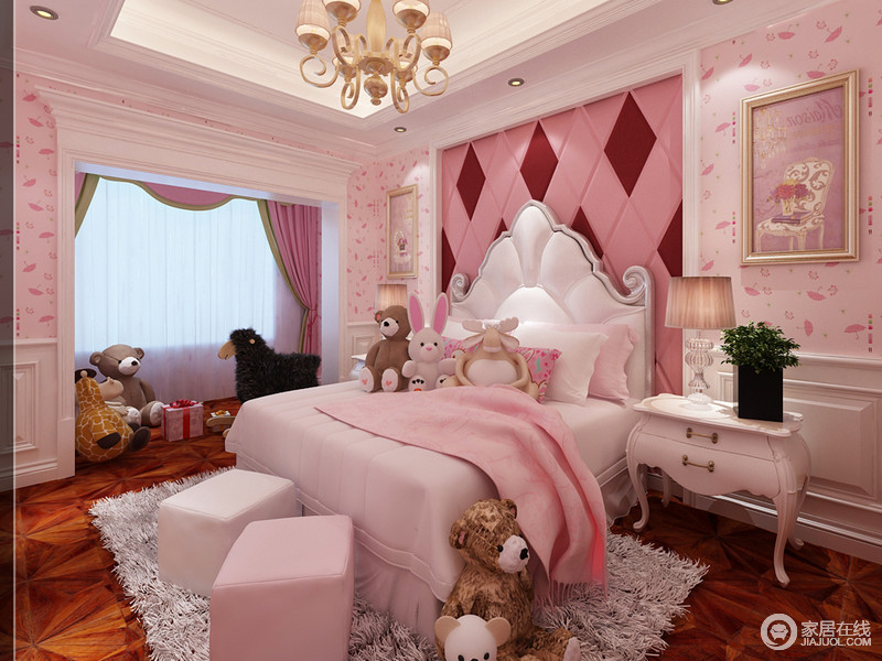 粉色公主房是女孩的最爱，不同的粉色重生出甜美。