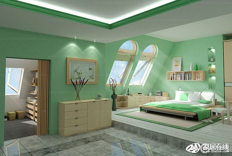 绿色清新风格卧室