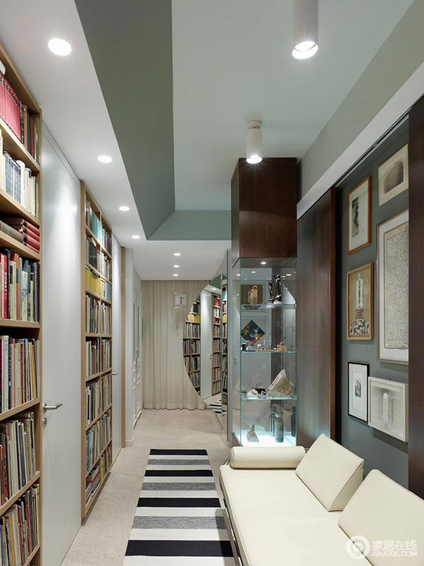 文艺味的现代家居 墙面嵌入式书柜设计